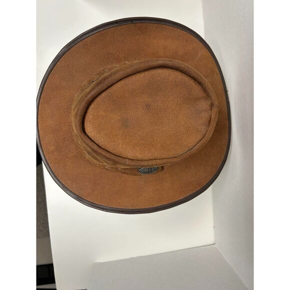 Tan Suede Leather Cobb & Co Bush Hat Very Good Condition Vintage Small - Picture 5 of 6